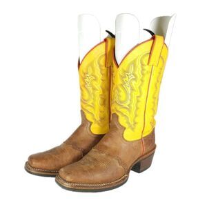 Justin Women's Roughout US 7D Yellow Brown Leather Cowboy Western Boots